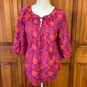 Loft Boho Floral Cotton Top Size XS